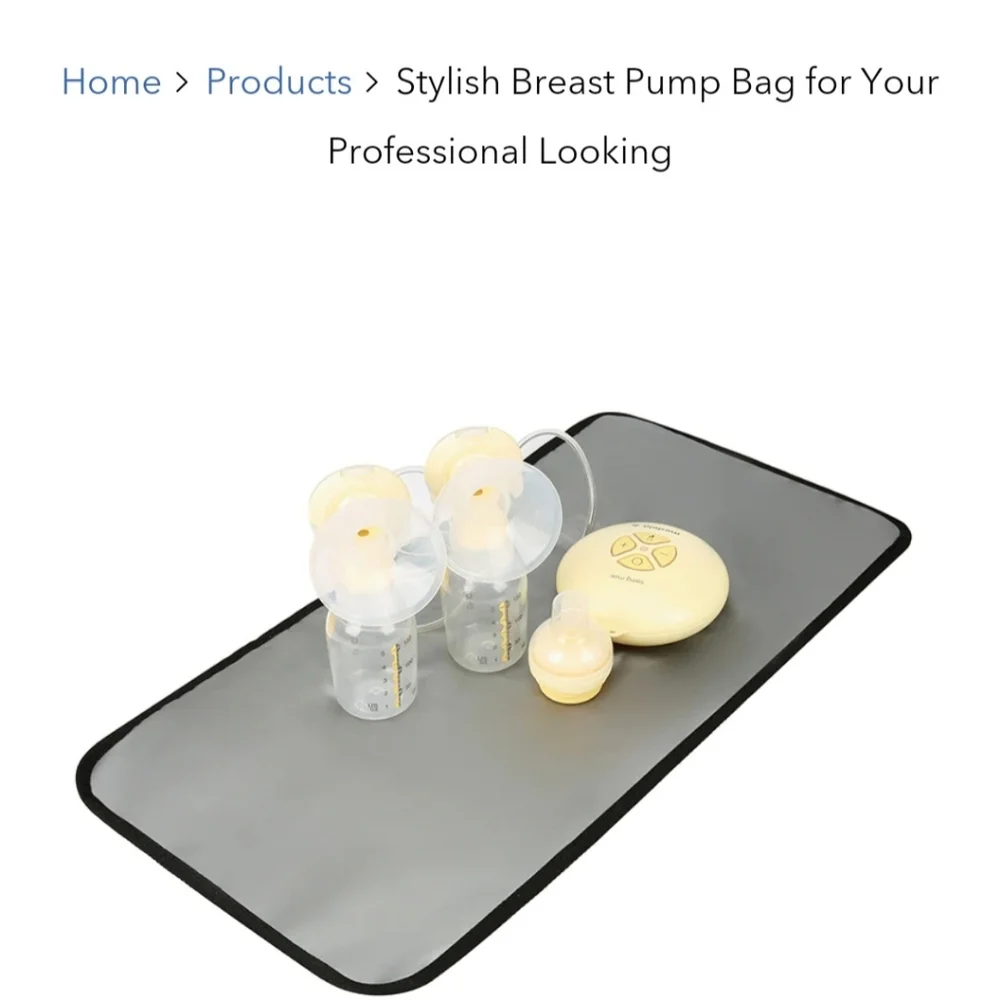 mommore Gray Breast Pump Diapaer Bag With Changing Mat
